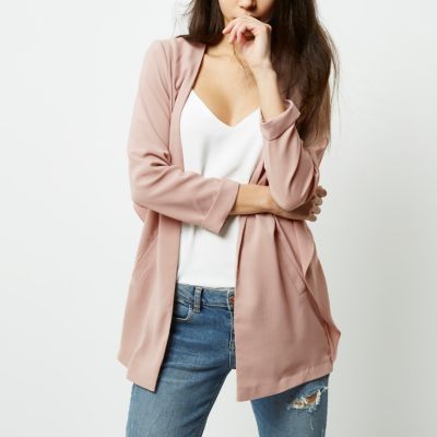 Pink frill back duster coat